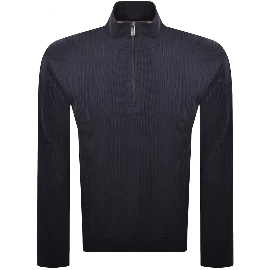 Hugo Boss BOSS Structure Quarter Zip Sweatshirt Navy